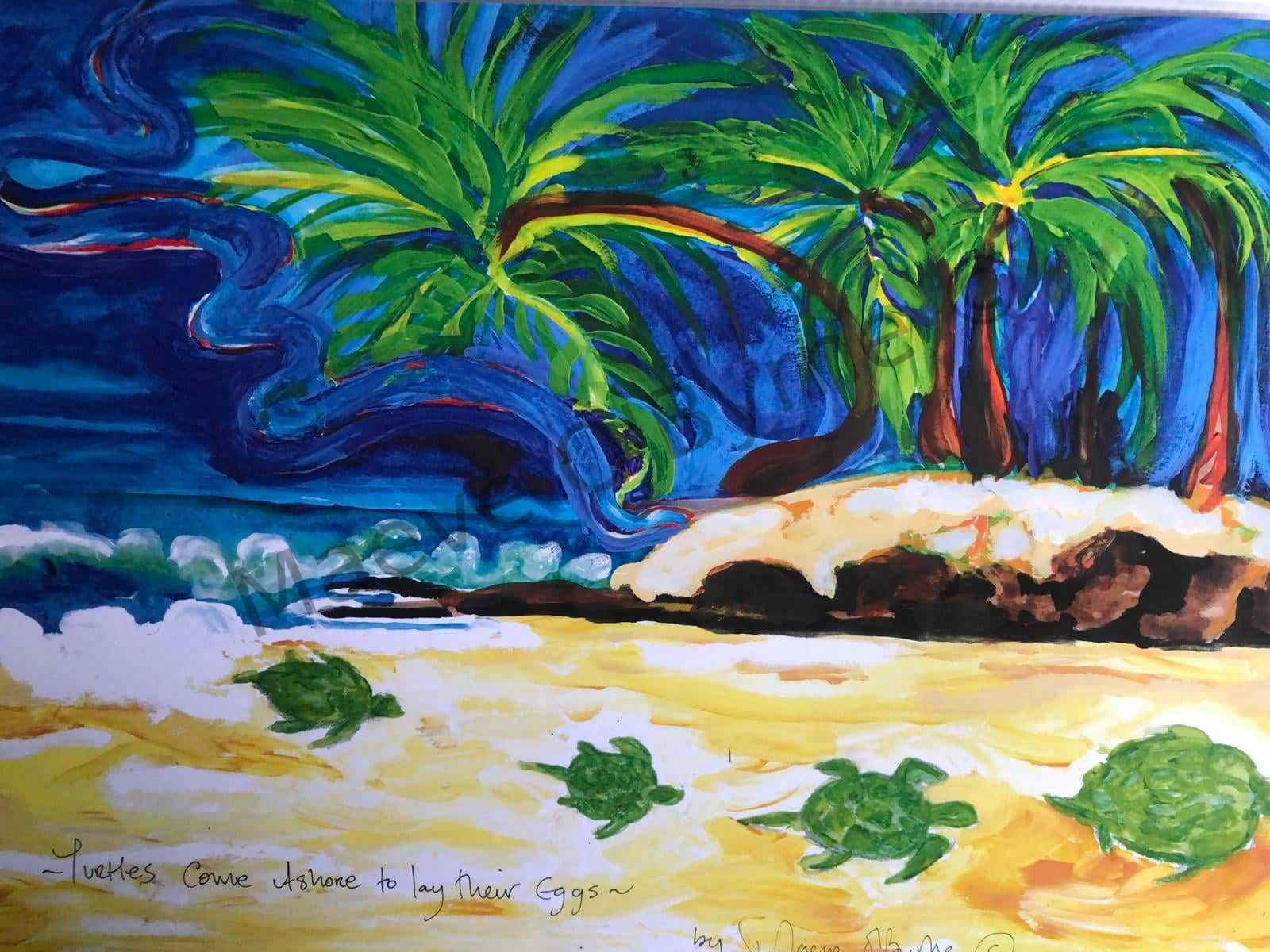 Turtles coming ashore
